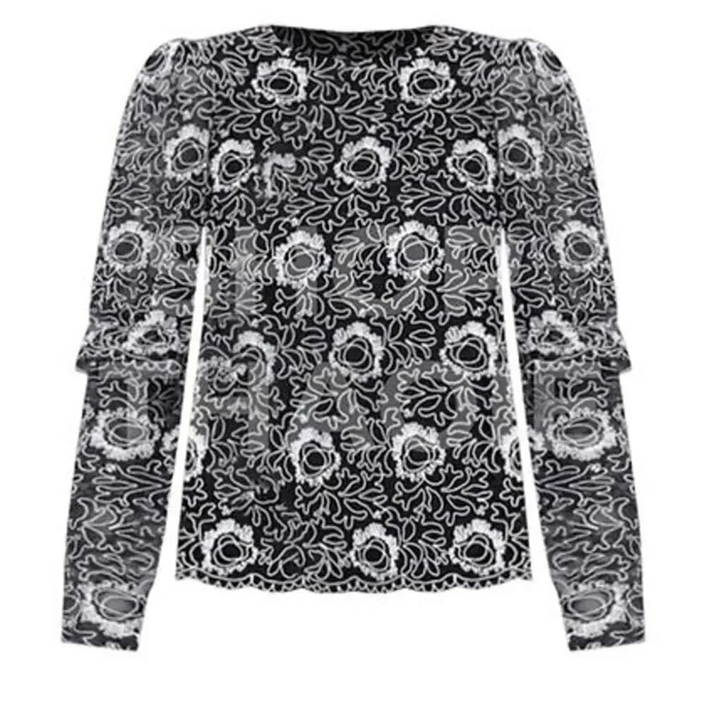 TUCKERNUCK Black Lace Baldwin Blouse Size L NWT Retail $198 Tuckernuck